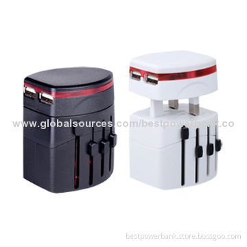 Pantone Color Dual USB Ports Worldwide Travel Sockets with UK, US, AU, EU Plugs